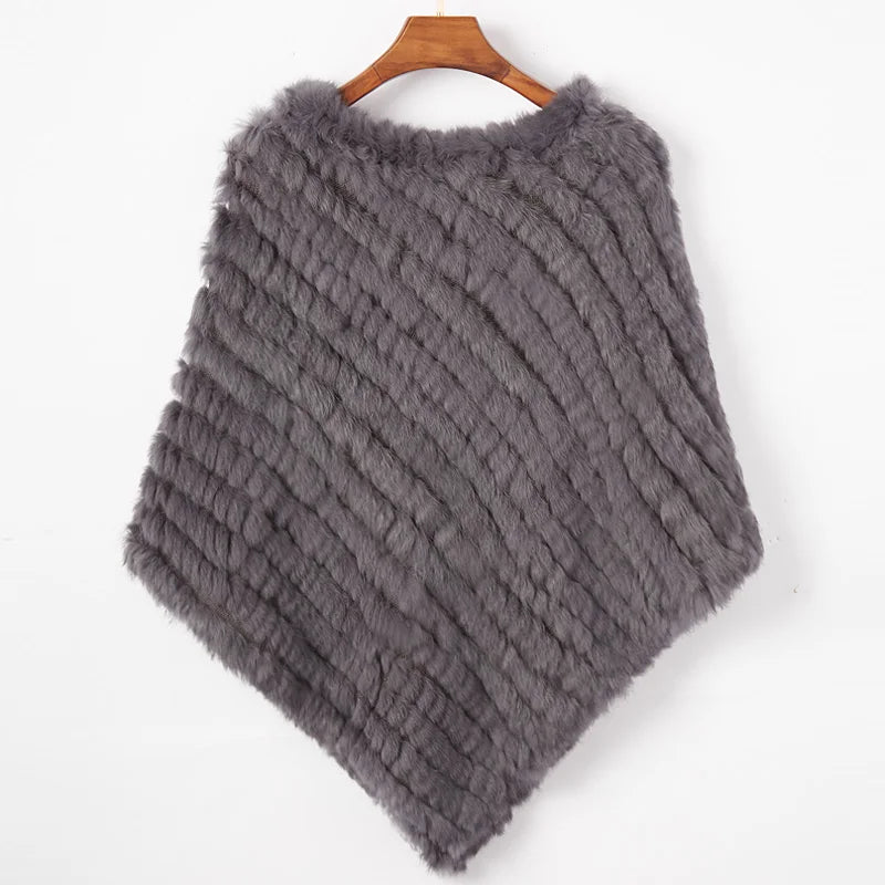 Women's Real Rabbit Fur Poncho Vest Natural Leather Winter Jacket Wrap Coat Shawl Wedding Party Knitted Fur Vest Wholesale
