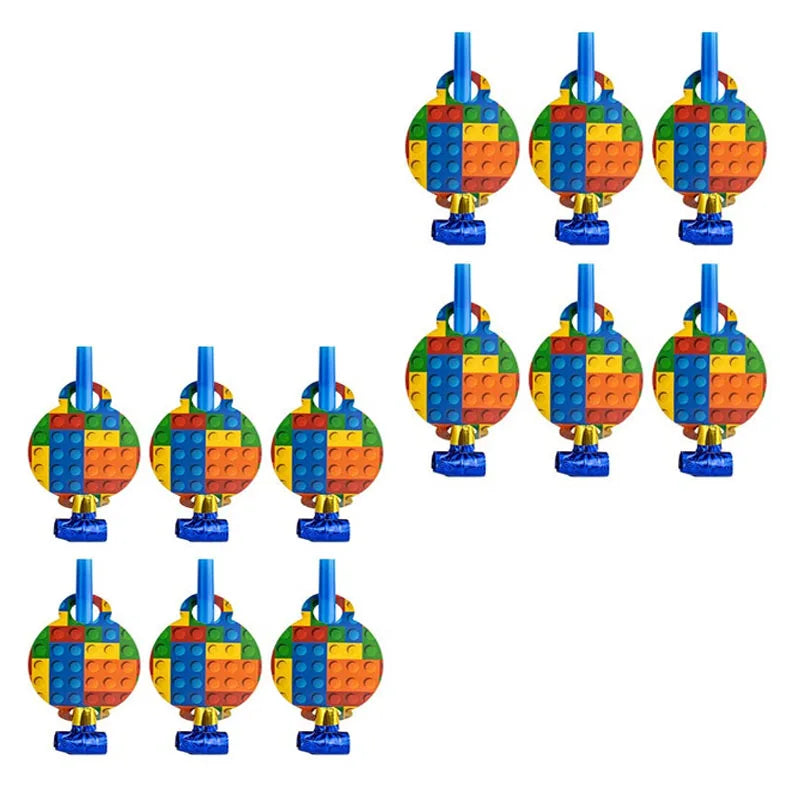 6PCS Building Block Party Blower Noisemaker Birthday Blow Horn Whistles Blowouts Noise Makers Wedding Birthday Party Favors Gift