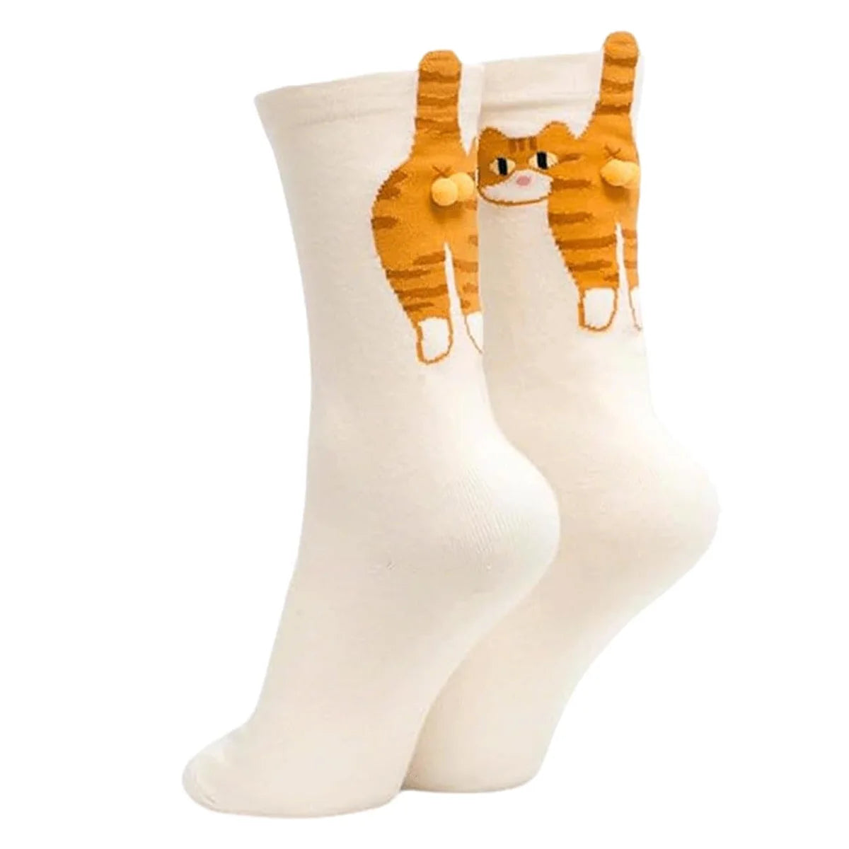 1/2 Pairs Cute Cat Socks with Balls Novelty Funny Animal Crew Cats Socks for Women Men Cats Lovers Gift