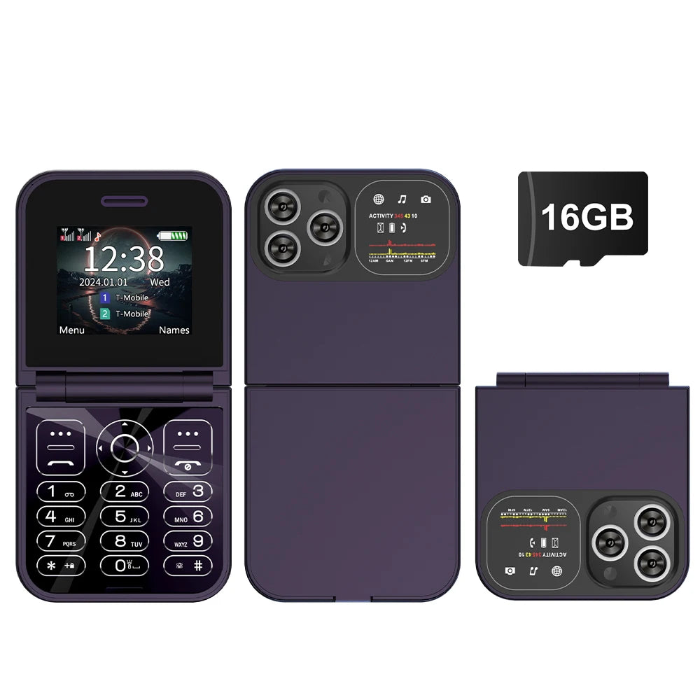 SERVO Classic Small Flip Mobile Phone 2G Dual SIM Card Blacklist Speed Dial 2.0" Screen 180° Fold Button Cellphones New Upgrade