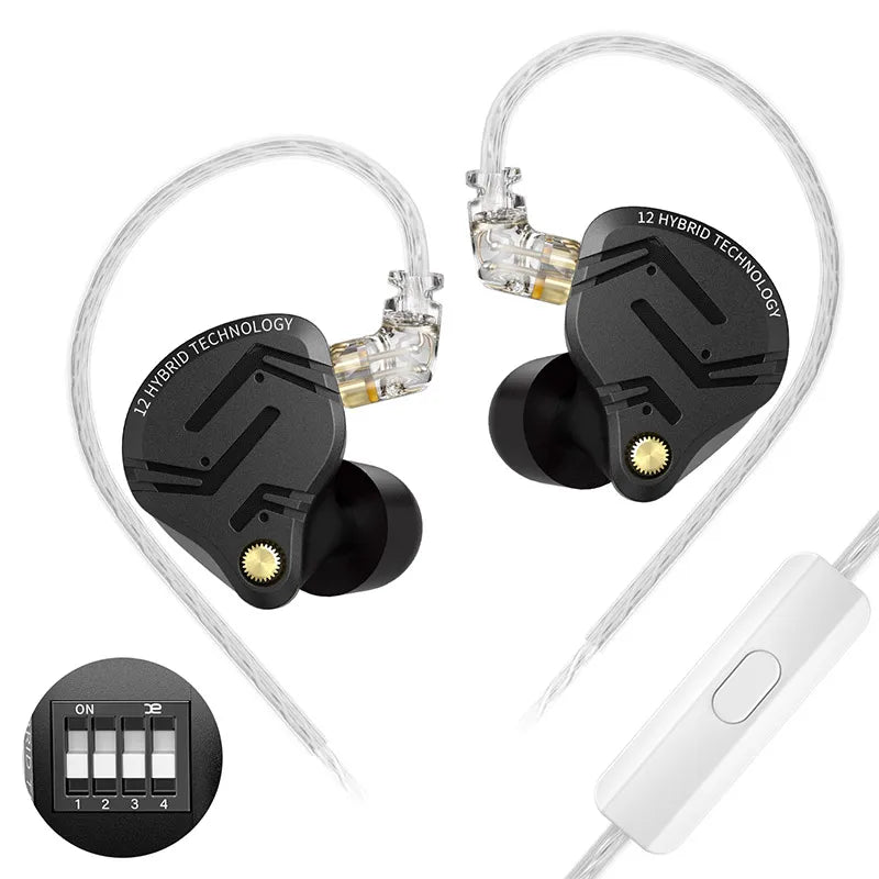 KZ ZS12 PRO X in Ear Monitor IEM Headphones 1DD 5BA Hybrid Wired Gaming Earbuds HiFi Earphones with 2PIN Cable Tunable Full Metal IEM