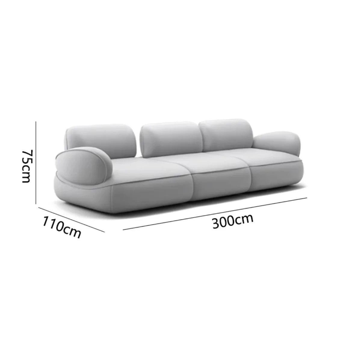 LXSnail sofa Cheney fabric minimalist straight row size apartment backrest sofa