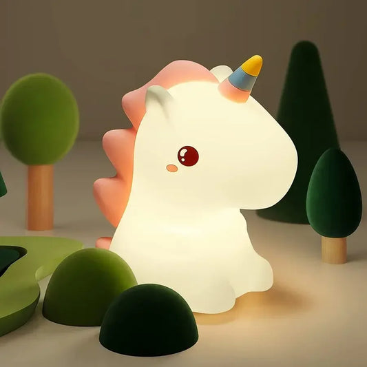 unicorn Cute Silicone LED Night Light For Kids children USB Rechargeable Cartoon Animal bedroom decor for Touch Night Lamp gifts