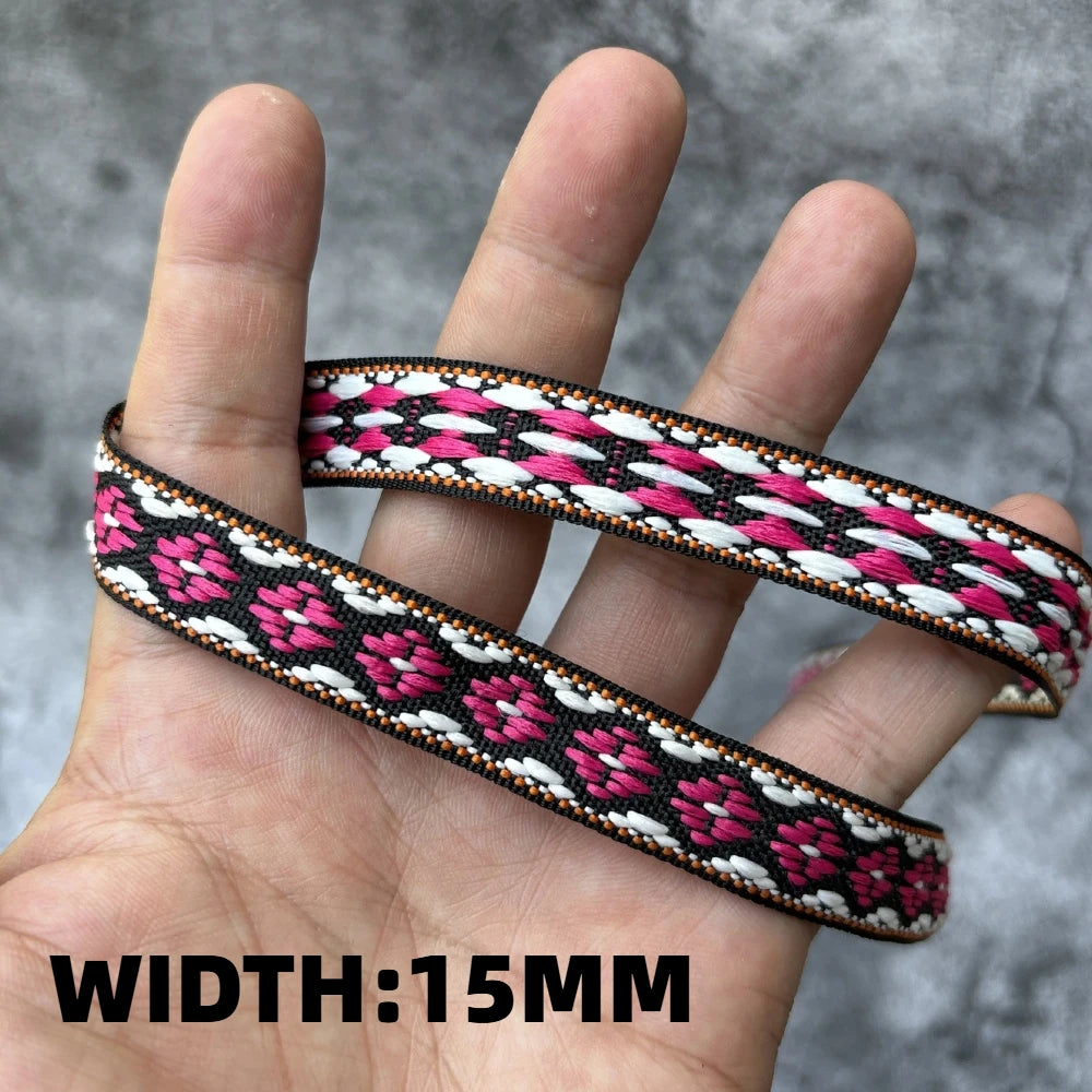 5 Yards 1~3CM Geometric Flower Designs Are Selling Well Embroidered Jacquard Ribbon Decorative Clothing Dog Chain Curtains