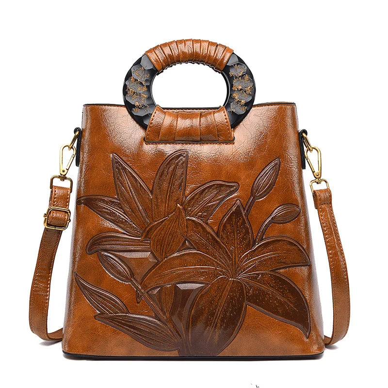 Big Bag Ethnic Style Big Flower Women's Bag Retro One Shoulder Handheld Oblique Straddle Large Capacity Women's Bag