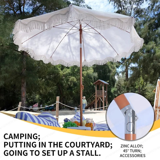 Large Camping Seaside Resort Beach Umbrella Courtyard Tassel Sun Umbrella Pool Sun Protection Terrace