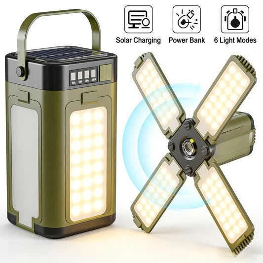 Multifunctional Camping Lamp with Solar Type-C Dual Charging Mode Expandable Light Source Design for Multiple Outdoor Scenarios