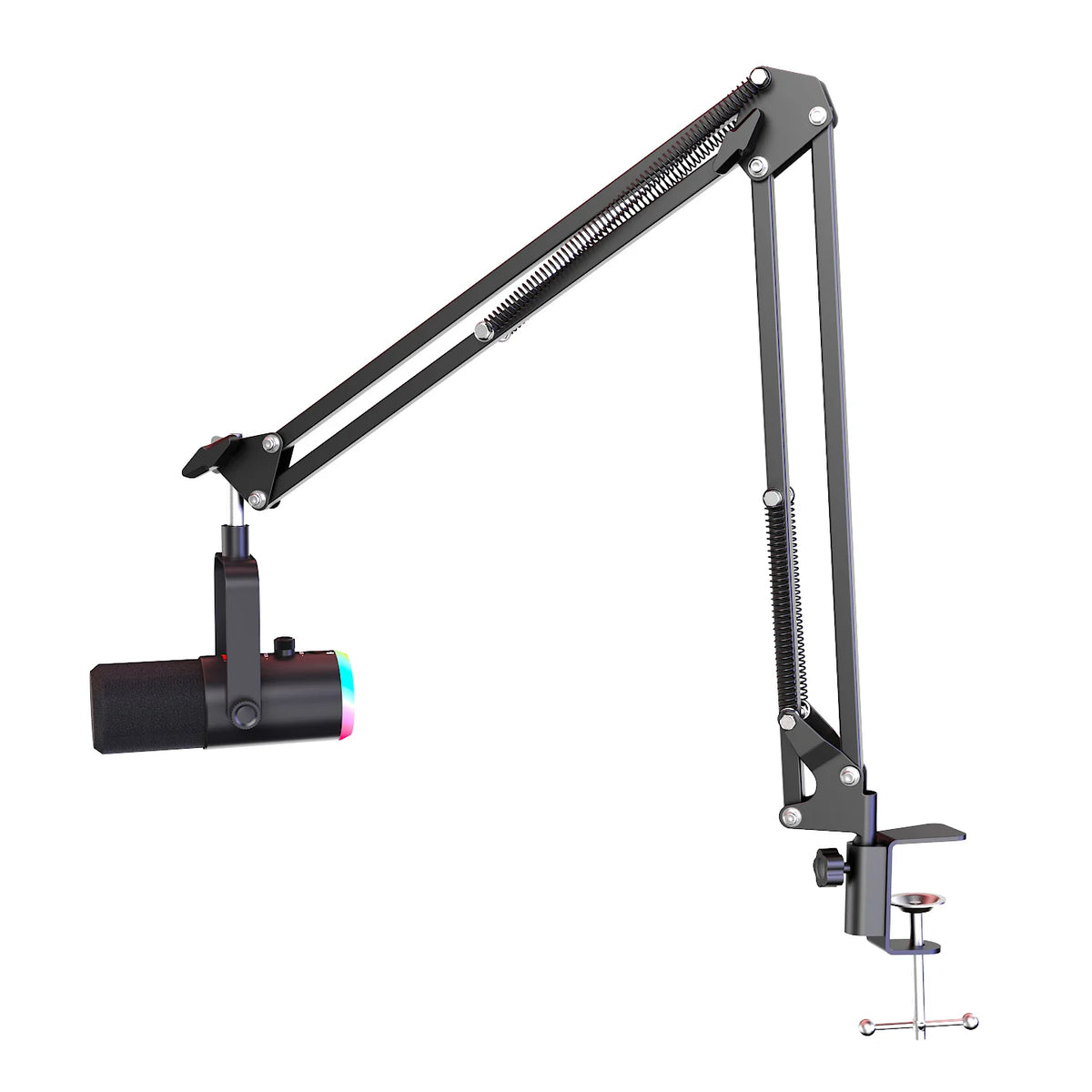 Professional USB Gaming Podcast Condenser MicrophoneKit with Adjustable Metal Boom Arm, 360° Rotatable Design,ENC Noise Reduction, HD Sound Pickup, Easy 1-Touch &Gain Control for PC Laptop Twitch YouTube StreamingRecording,
