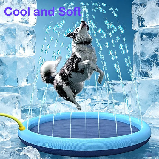 65/100CM Thickened Dog Spray Water Play Mat Cat Playmat Letter Dolphin Theme Pet Sensory Playing Crawling Induction Toy