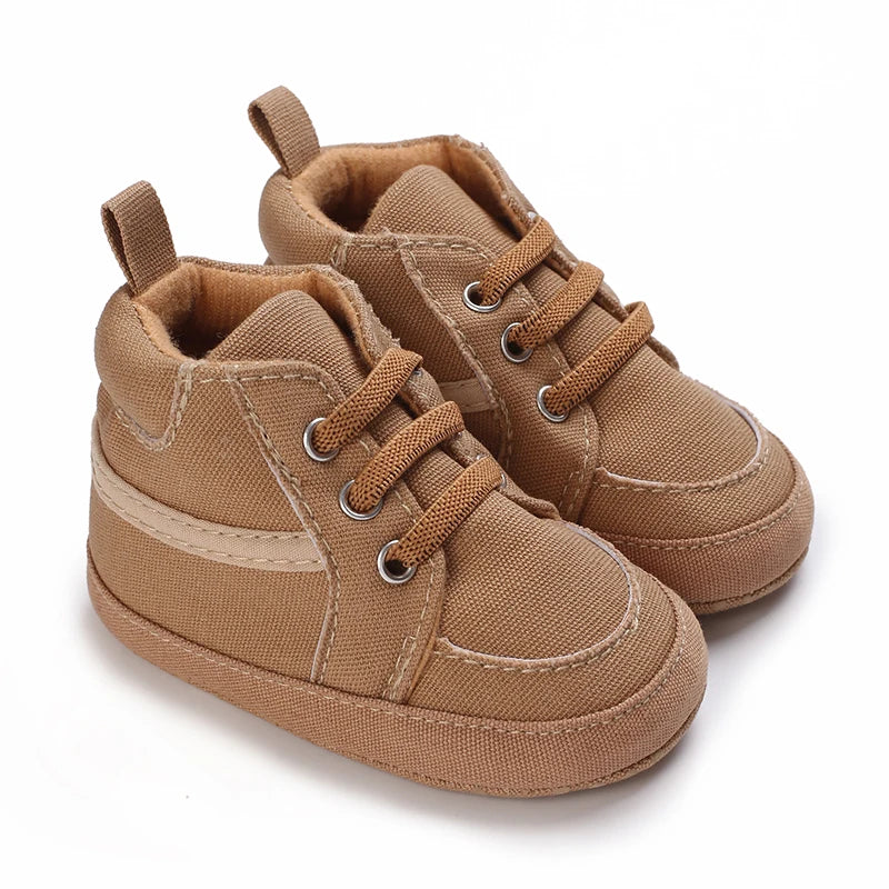 Baby Boys Girls High Top Canvas Sneakers 0-1 Year First Walker Soft Bottom Comfortable Casual Sports Newborn