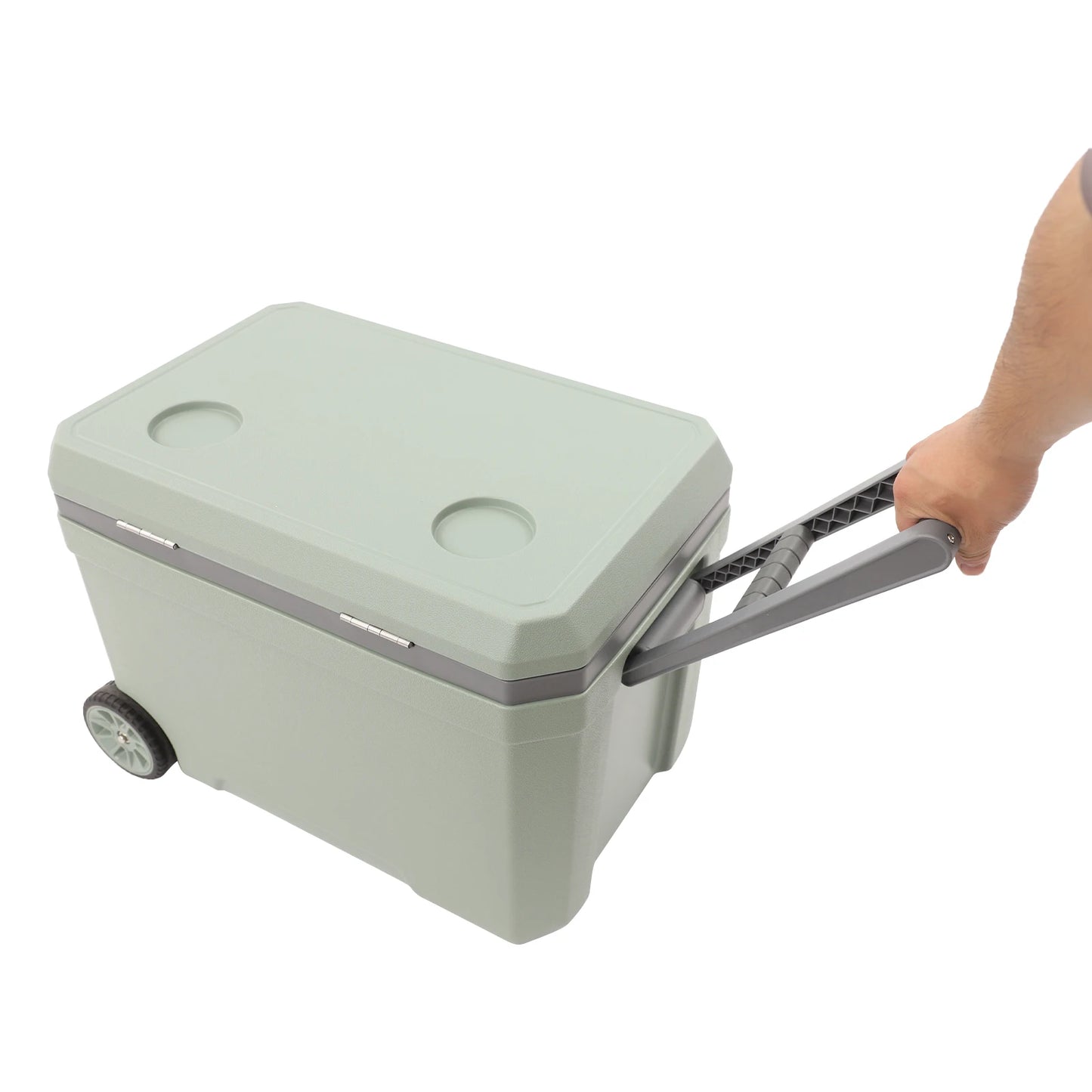 45L Insulated Wheeled Portable Cooler, Long Ice Retention Green Cooler Box, Outdoor Refrigerated Cooler for Fishing with Handle,for Boating, Camping, Travel & Picnic