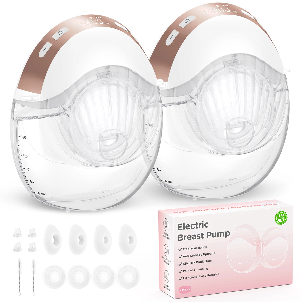 Electric Breast Pumps, 12 Levels & 3 Modes Wearable Breastpump Hands Free BPA Free LCD Display, Painless Wireless Breastfeeding