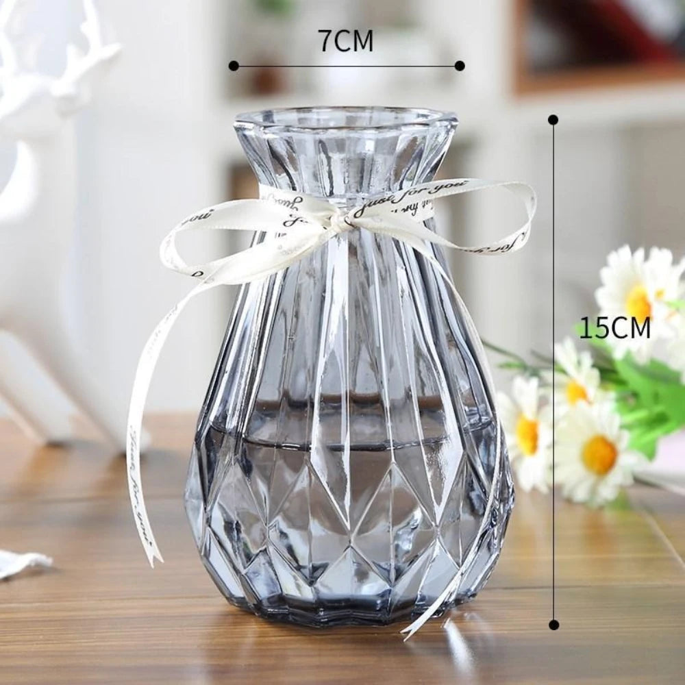 European Style Glass Vase Geometric Glass Vases Hydroponic Plant Bottle Flower Arrangement Pot Home Office Desktop Decor