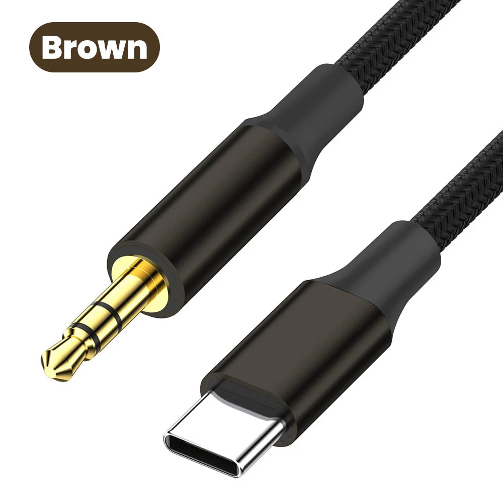 Type C To 3.5mm Aux Audio Cable Headset Speaker Headphone Jack Adapter Car Aux for Samsung S25 Note 20 S26 Ultra Tab S7