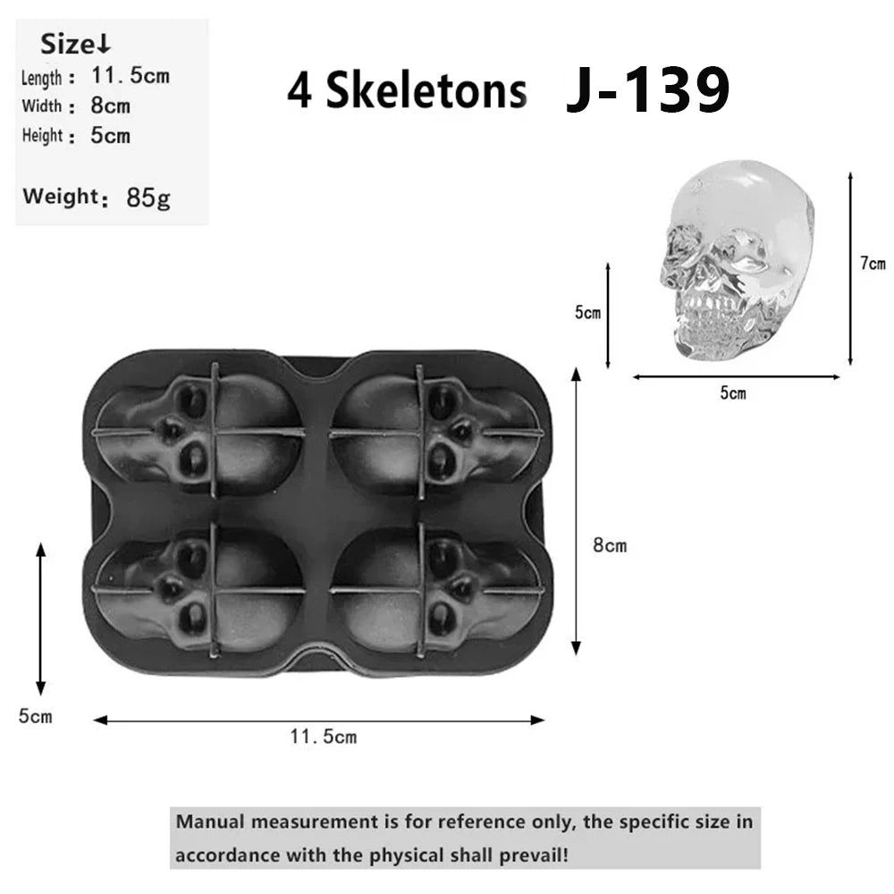 3D Skull Diamond Ice Ball Silicone Mold Tray for Whiskey Cocktail Easy Demold Reusable Bar Party Supplies Reusable Bar Party