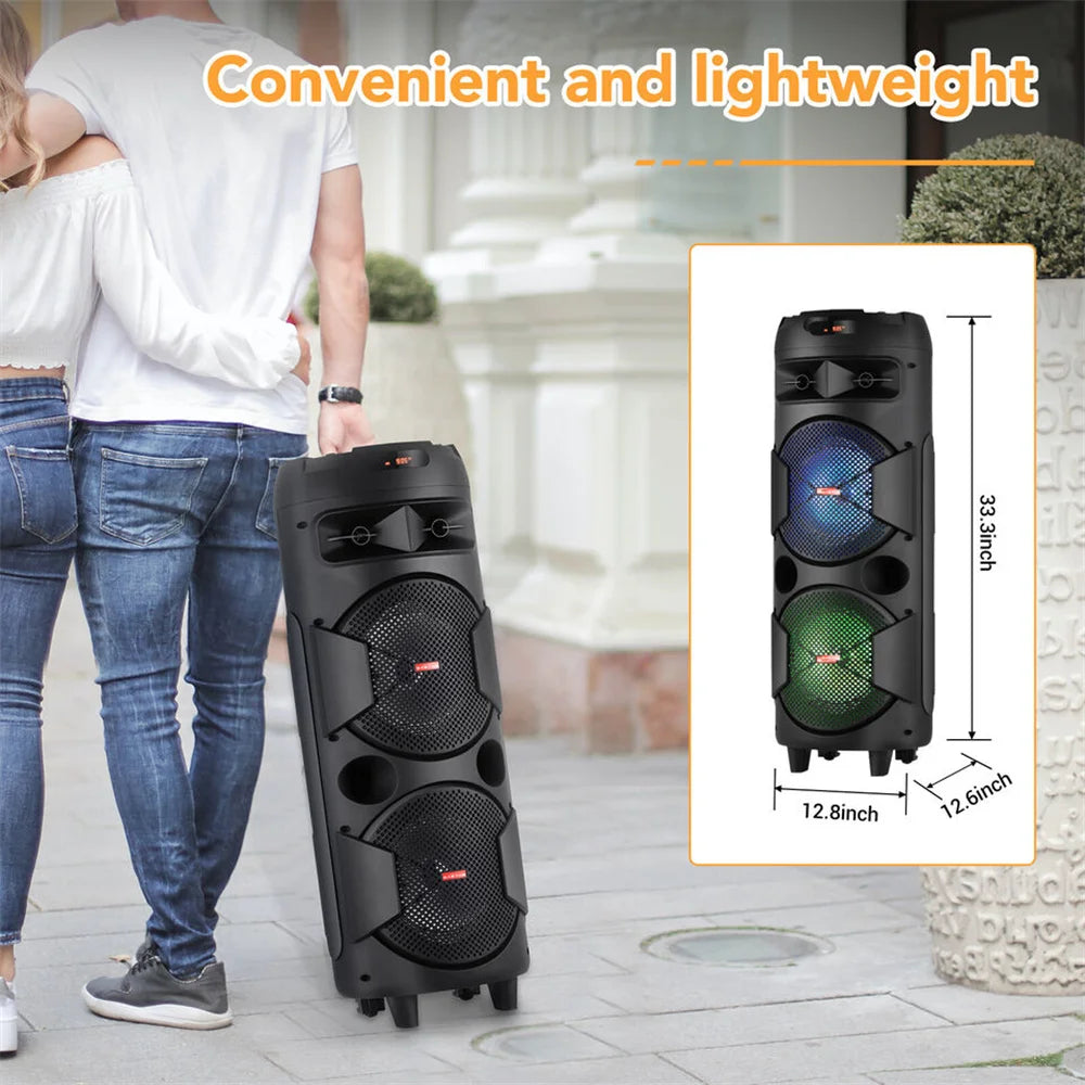 4000w Portable Bluetooth Speaker Dual 6.5" Woofer Sound System Party