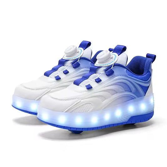 Children LED Flashing Luminous Two Wheels Roller Skate Shoes Kids Boys Girls Glowing Sport Sneaker Skateboard USB Charging Shoes