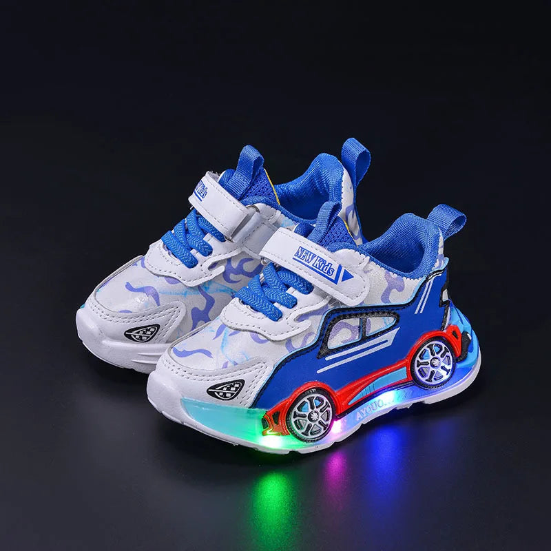 Fashion Girls Shoes Spring New Kids Shoes Soft Sole Boys' LED Light Shoe Simple Child Sports Shoes Anti Slip Girl Casual Shoe