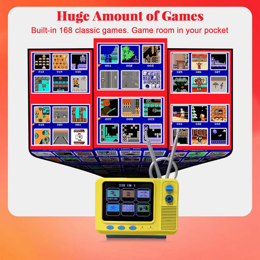 Retro Mini TV Game Console with Wireless Controller Built-in 168 Classic Games Handheld Game Player Support AV Output for Kids