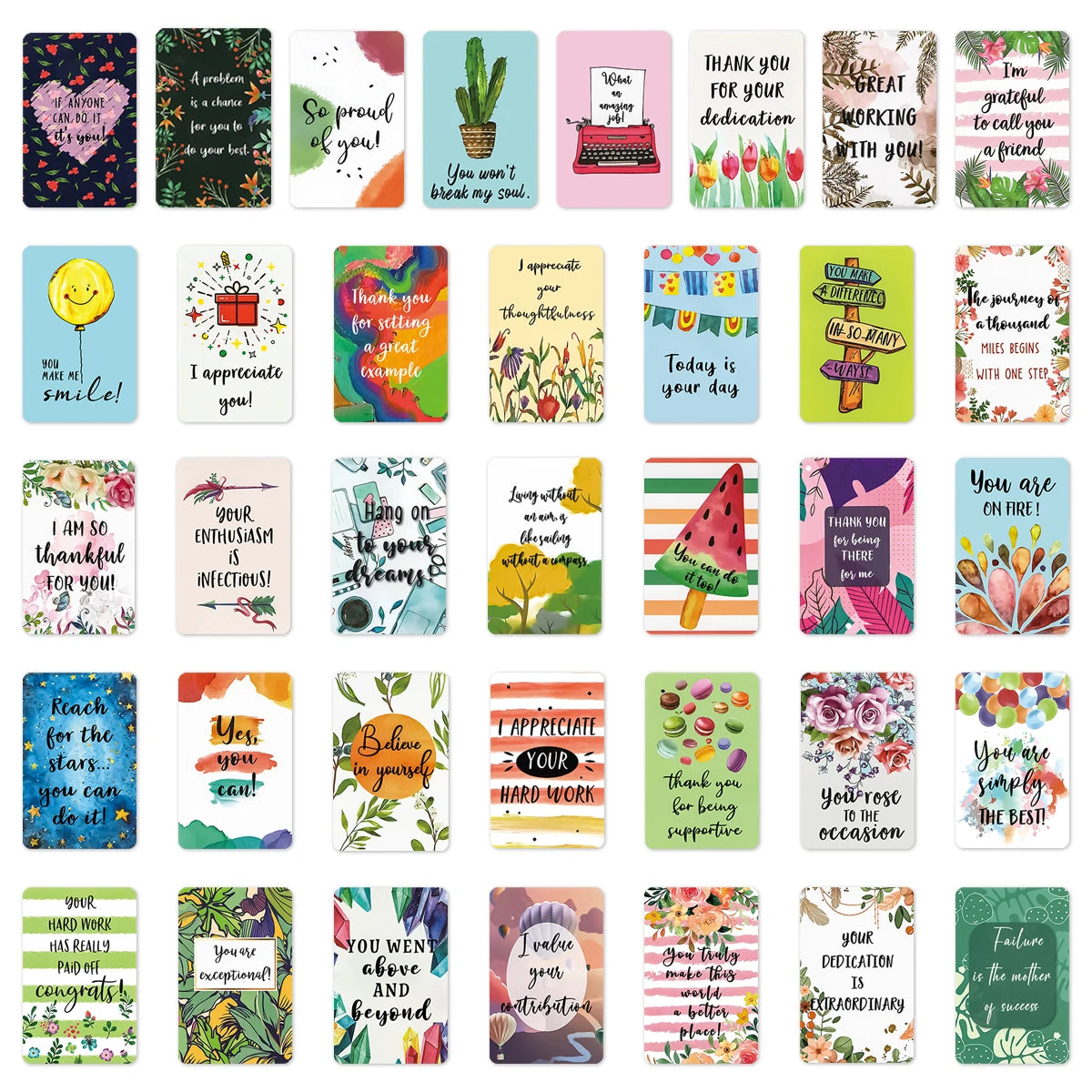 Set of 72 Motivational Cards with Positive Quotes for Students, Encouragement Appreciation Mini Notes,Thank You Card Love Gifts