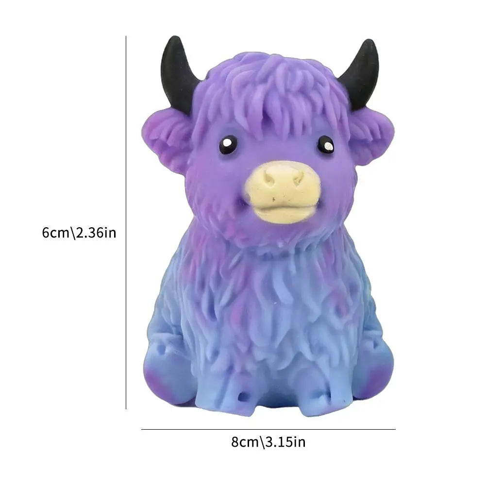Highland Cow Squishy Toy Slow Rising Stress Relief Fidget Ball Cute Stuffed Animal Squeeze Toy for Kids Adults Birthday Gift