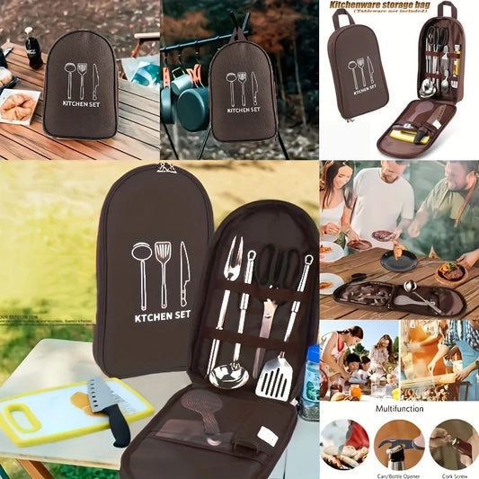 Outdoor Cooking Bag Camping Storage Bag PortableCooking Utensil Organizer Storage Pouch Picnic Bag Utensil Storage Pouch