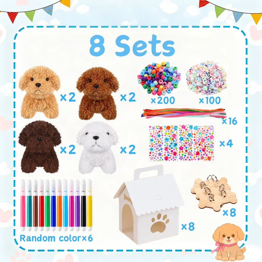 8-36Sets DIY Adopt A Puppy Party Favor Teddy Dog Stuffed Animal Bulk Adopt Me Plush Mini Animals for Dog Birthday Party Favors