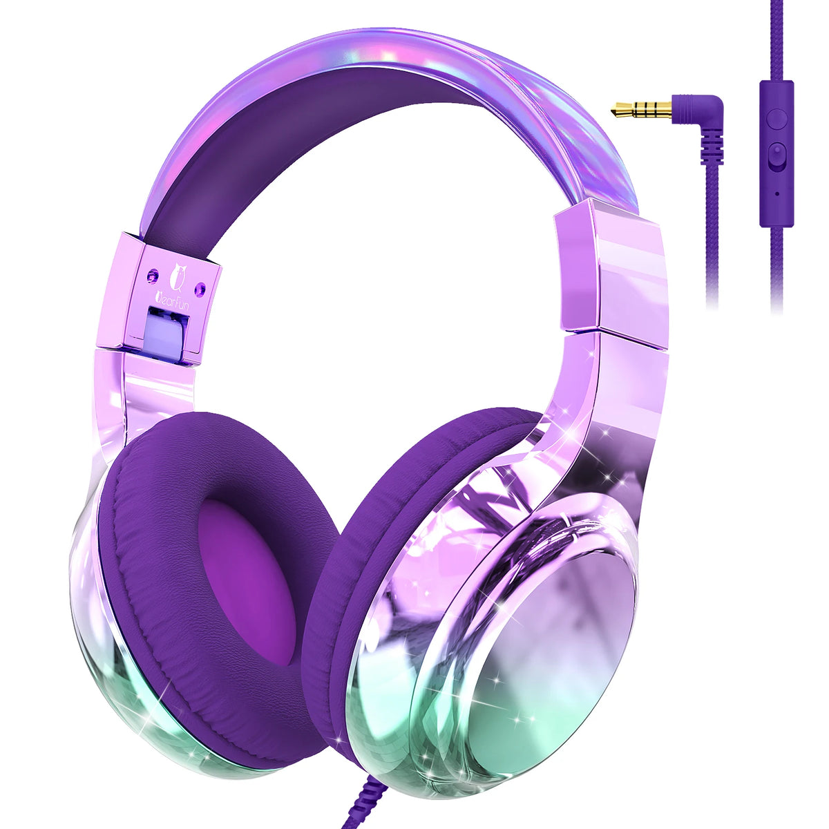 Kids Headphones Wired for School 85/94dB Volume Limiter Foldable Stereo Sound Headset with Mic for Kids Girls Learning Tablet PC
