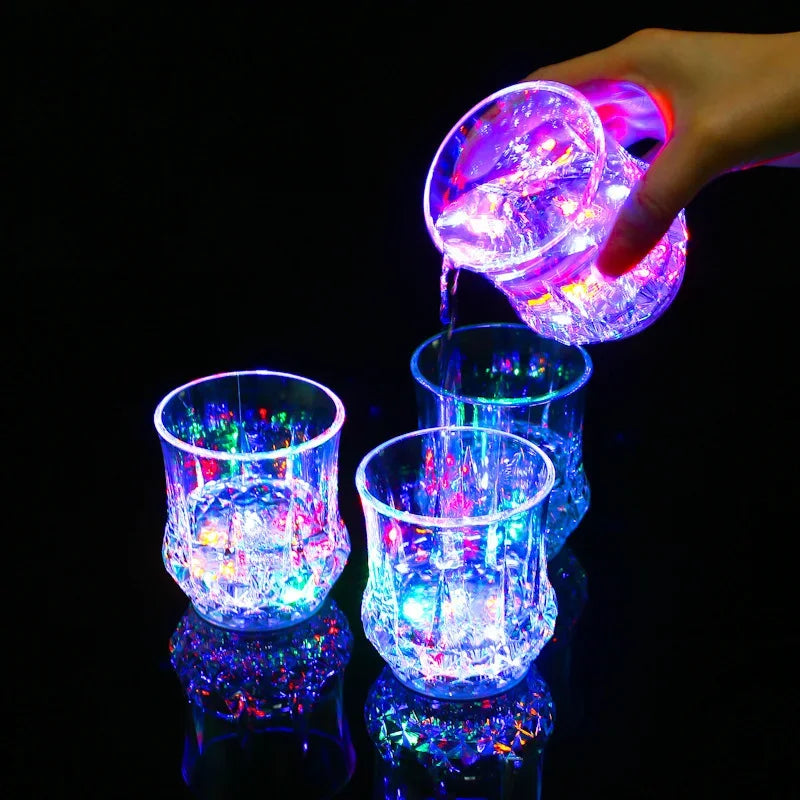 LED Luminous Beer Mug Flash Drinking Cup Color Changing Whiskey Glass Luminous Drinkware Bar Club Birthday Party Supplies
