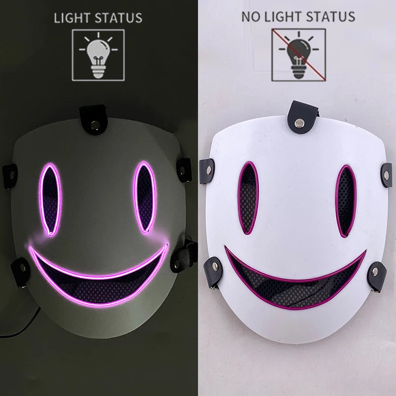 Anime High Rise Invasion Sniper LED Light up Mask Japanese Killer Japanese White Masks Carnival Halloween Party Costume Props