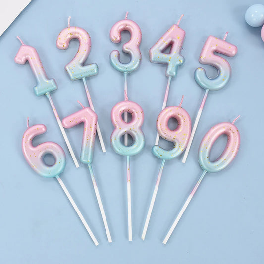 Gradient Cake Candles 0-9 Number Cake Topper Ins Birthday Cakes Toppers Birthdays Party Cupcake Decoration DIY Baking Supplies