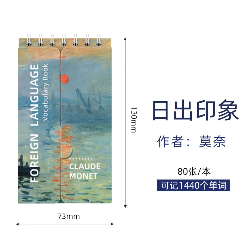 Portable Mini Notebook Japanese Famous Painting Pocket Spiral Notebook Languages Learning Word Book for School Stationery