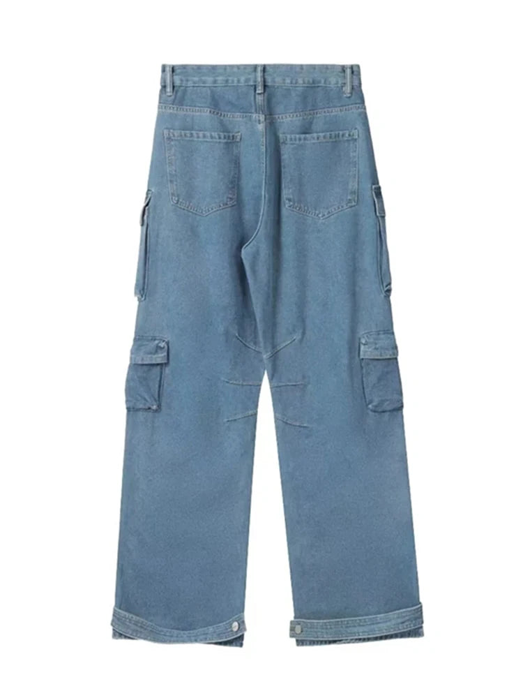 Y2K Cargo Jeans | Baggy Wide-Leg Multi-Pocket Denim | Women's Harajuku Streetwear Pants