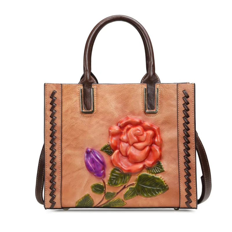 Ladies' Handbag Crossbody Single Shoulder Simple Retro Women's Top Layer Cowhide Hand Polished European And American