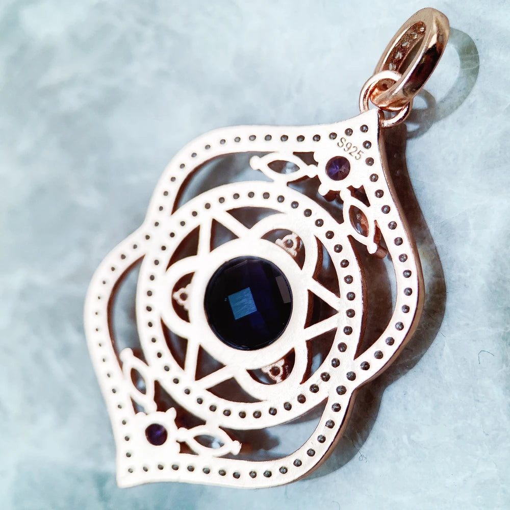 Pendant THIRD-EYE CHAKRA,Brand Fashion Trendy Jewelry Europe Rose Gold Color 925 Sterling Silver Gift For Woman