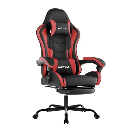 Ergonomic Gaming & Office Chair, Footrest, Racing Design Black/Grey | PVC with headrest,lumbar, Adjustable Height