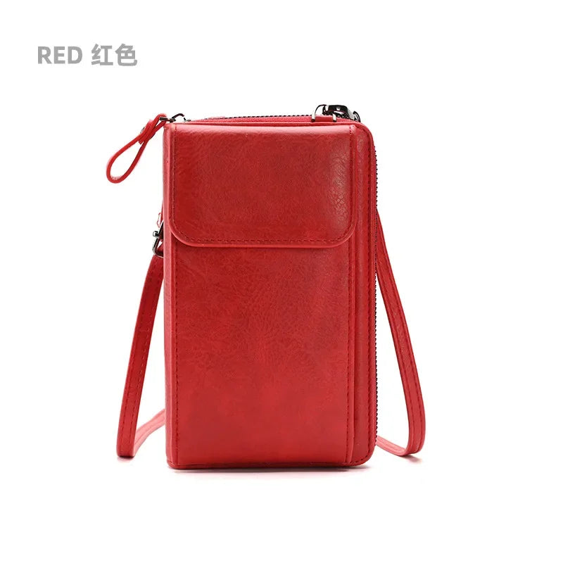 Fashion Crossbody Bag PU Leather Mobile Phone Purse Bags Multifunction Messenger Wallet Small Female Shoulder Handbags for Women