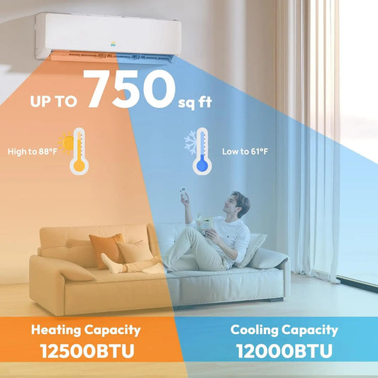 Ductless Mini Split Heat Pump | 12,000 BTU Cooling & 115V Inverter System | Home & Office Heating & Cooling