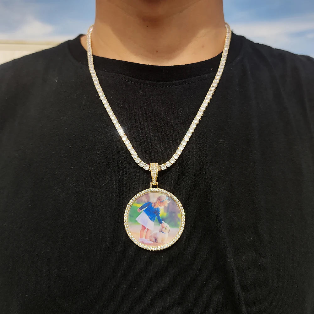 Custom Made Big Photo Medallions 18k Gold Necklace Pendant Iced Out Cuban Men Hip Hop Picture Jewelry Gift Can Free Custom Logo