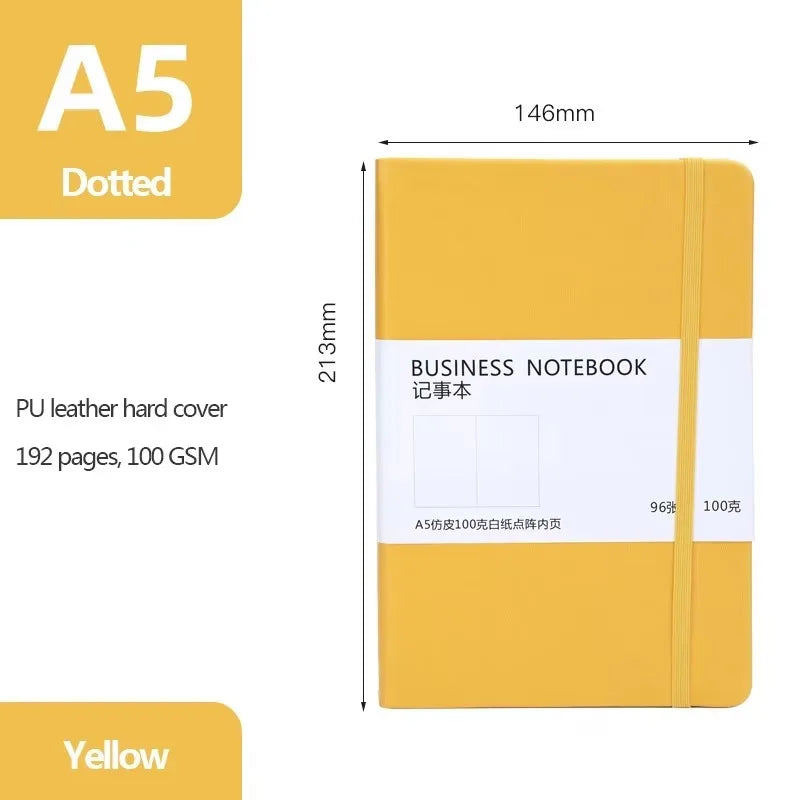 A5 Hard Cover Business Elastic Notepad Dot Grid Pages Korean Stationery Back To School Notebooks and Journals Office Stationery