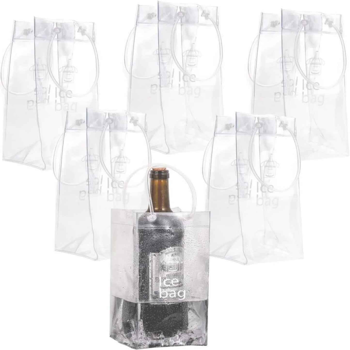 3/6 PCS Collapsible Clear Pouch Ice Wine Bag Portable Wine Cooler Bag Chiller Sleeves for Champagne Cold Beer Chilled Beverages