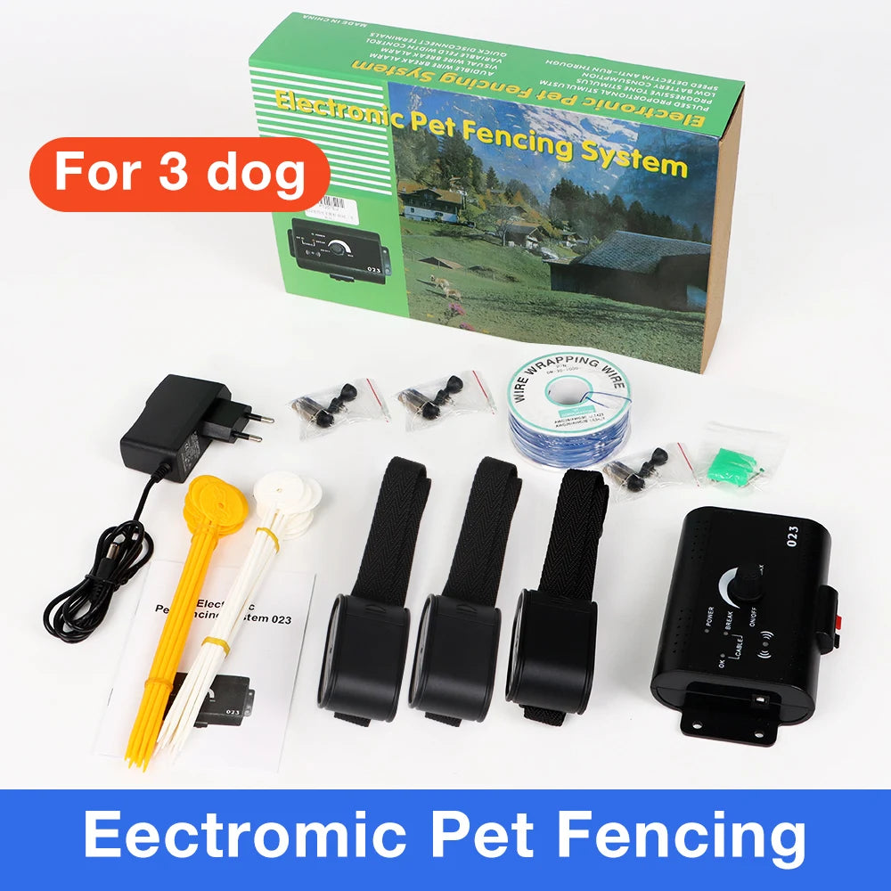 023 Dog Electric Fence Shock Training Collar Electronic Pet Fencing System Adjustable Control Range Wired Containment