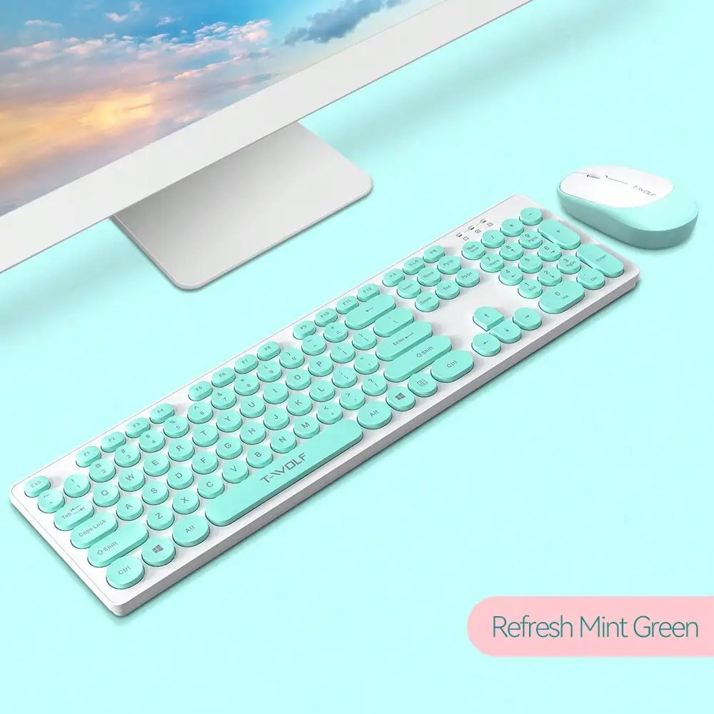 TF770 Keyboard and Mouse Set Wireless Office Business Macaron Chocolate Keyboard Mouse USB