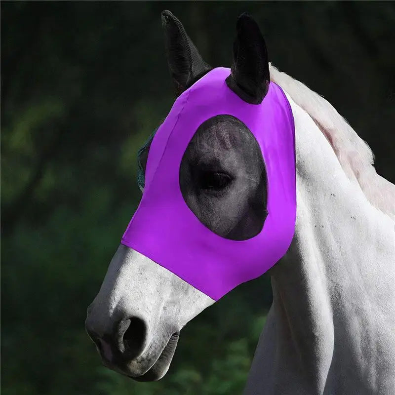 1pc Stretch Horse Fly Mask Mesh Bug Eye Cover Anti Insect Equine Face Shield for Summer Pasture Use