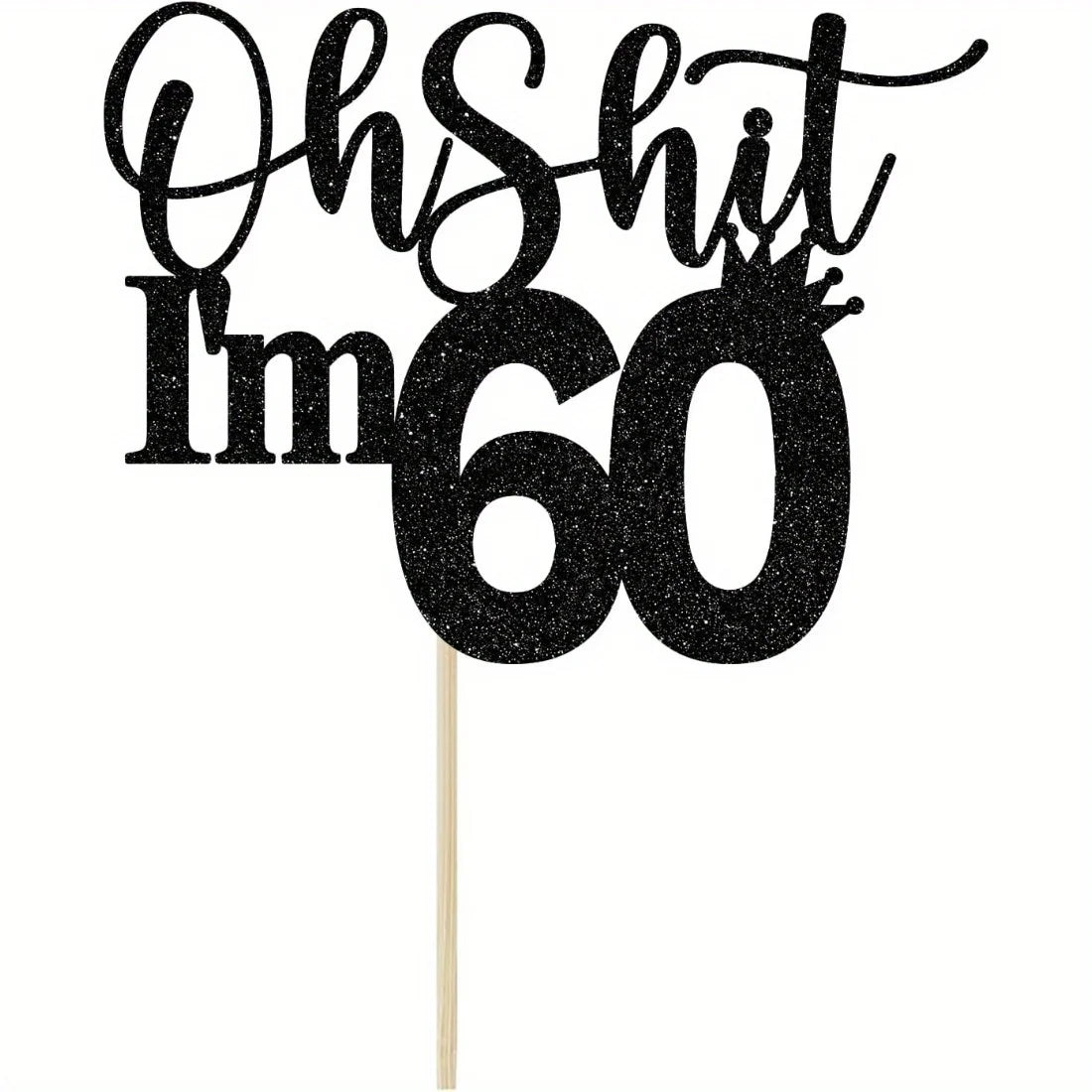 1pc 60th Birthday Cake Topper, Happy 60th Birthday Cake Decorations,Funny 60th Birthday Party Decorations Black Glitter