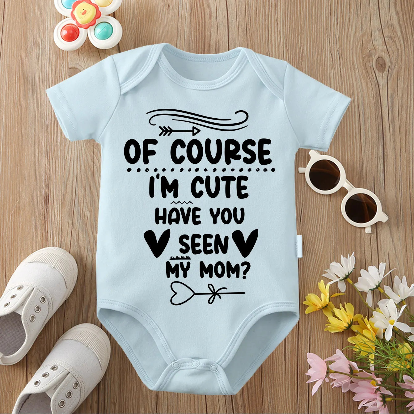 I Know I'm Very Cute Exquisite Print Pure Cotton Cloths Comfortable Onesie Bodysuit for Baby Jumpsuit for 0 To 12 Months Newborn