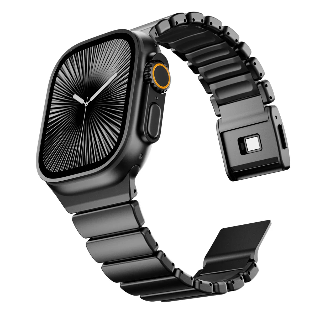 Titanium Fluororubber Strap for Apple Watch Ultra 4 3 2 49mm Series 12 11 10 46mm Magnetic Band for Iwatch 9 8 7 45mm 6 SE3 44mm