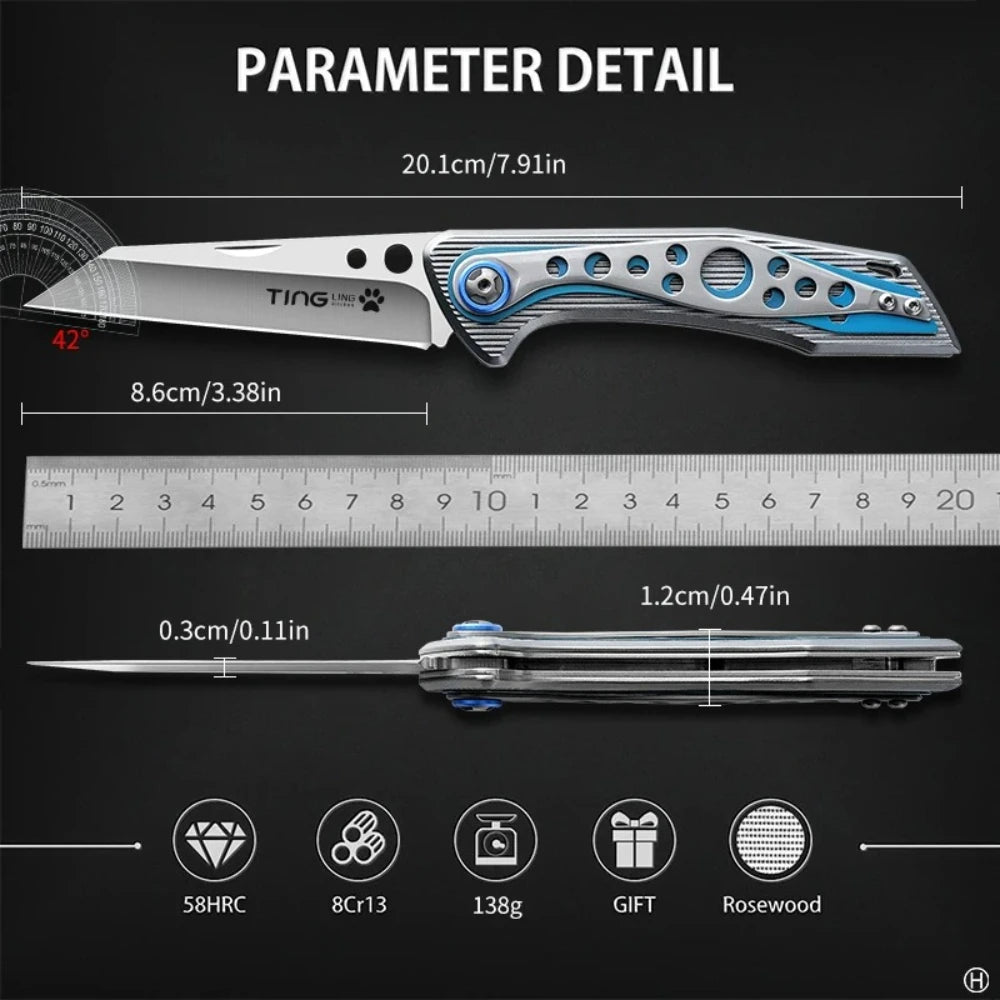 Multi-functional Folding Knife Outdoor Adventure Stainless steel Cutting Knife Pocket Knife Camping Knife High Hardness Small Kn