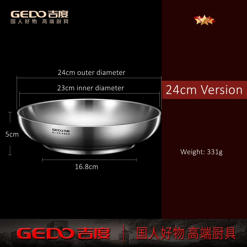 Ultra Thick 304 Stainless Steel Banquet Plate LFGB Certification Heat Insulation Dinner Dish Fall Resistant Baby Tableware