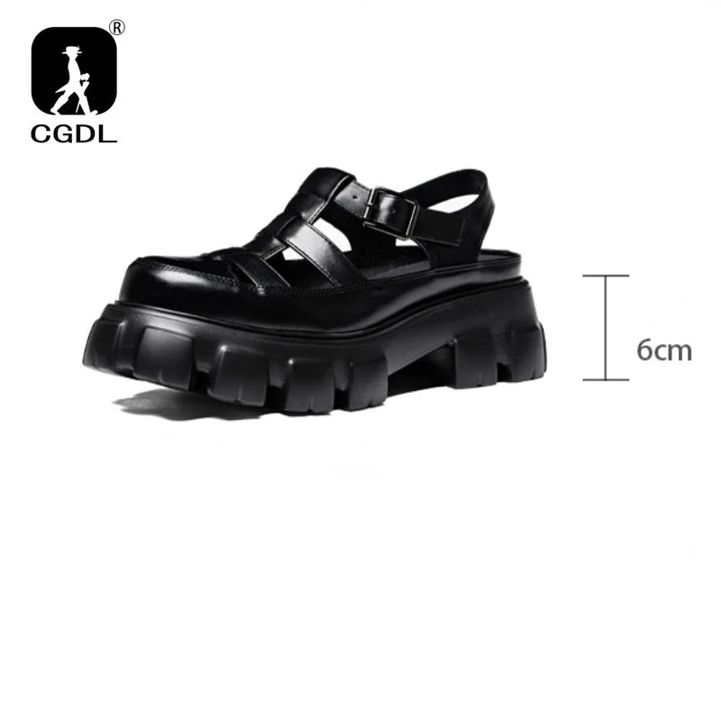 6 Cm Height Platform Mens Genuine Leather Sandals Luxury Handmade Quality 2024 New Designer Black Summer Formal Social Shoes Man